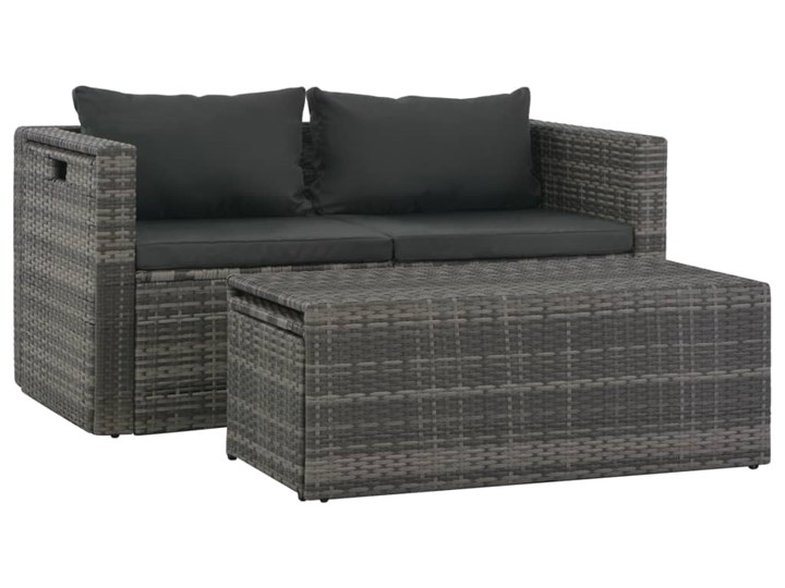 vidaXL Zestaw wypoczynkowy do ogrodu 6 cz. + poduszki, rattan PE szary Zestawy wypoczynkowe Zawartość zestawu Puf Stal Tworzywo sztuczne Zawartość zestawu Sofa