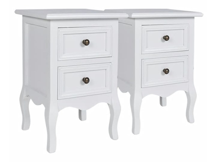 vidaXL Szafki nocne z 2 szufladami, 2 szt., MDF, białe Drewno Płyta laminowana Sosna Płyta MDF Kategoria Szafki i regały