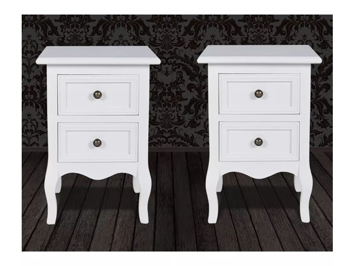 vidaXL Szafki nocne z 2 szufladami, 2 szt., MDF, białe Płyta laminowana Drewno Sosna Płyta MDF Ilość szuflad 2-szuflady