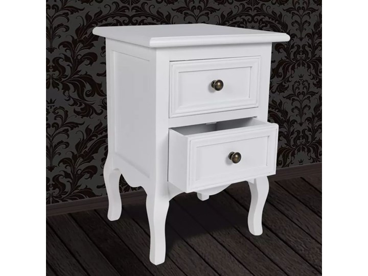 vidaXL Szafki nocne z 2 szufladami, 2 szt., MDF, białe Drewno Płyta laminowana Płyta MDF Sosna Styl Vintage