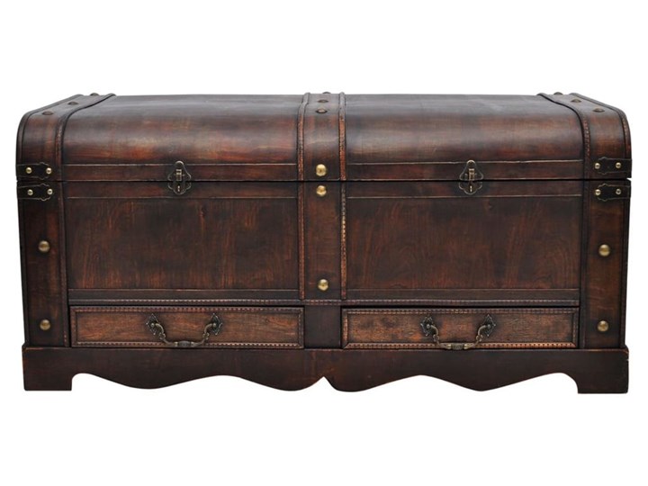 vidaXL Drewniany kufer, duży, brązowy Wysokość 42 cm Płyta meblowa Skrzynia Drewno Styl Vintage