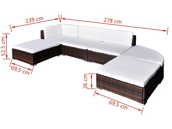 vidaXL 6-cz. zestaw wypoczynkowy do ogrodu, poduszki, rattan PE, brąz Zestawy wypoczynkowe Stal Tworzywo sztuczne Liczba miejsc Sześcioosobowy