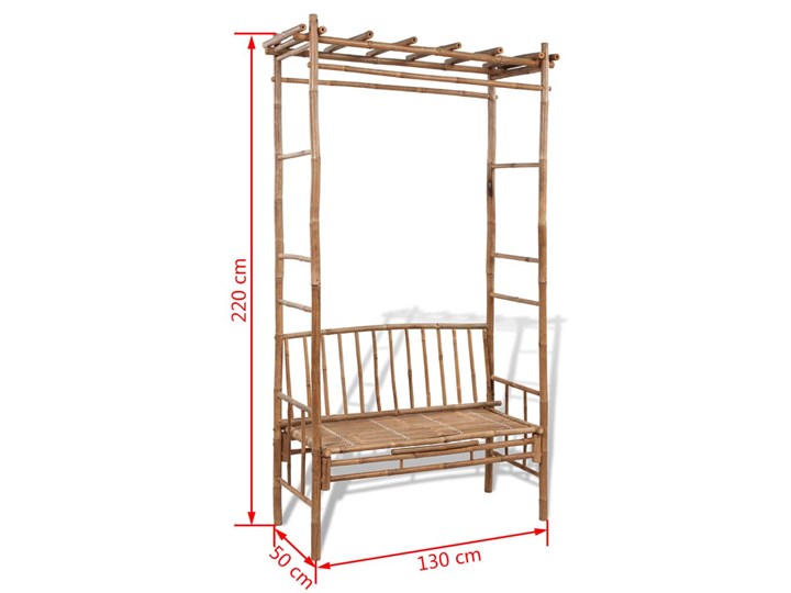 vidaXL Ławka ogrodowa z pergolą, 130 cm, bambusowa Drewno Kategoria Ławki ogrodowe Kolor Brązowy