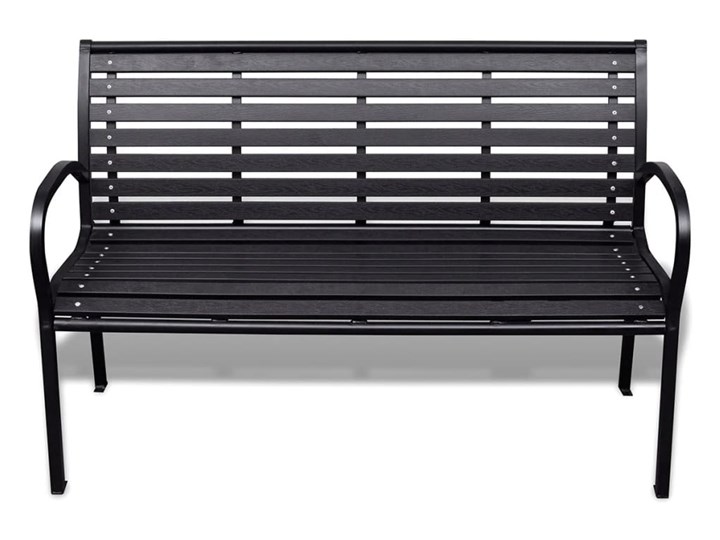vidaXL Ławka ogrodowa, 125 cm, stal i WPC, czarna Długość 120 cm Z oparciem Tworzywo sztuczne Kolor Czarny
