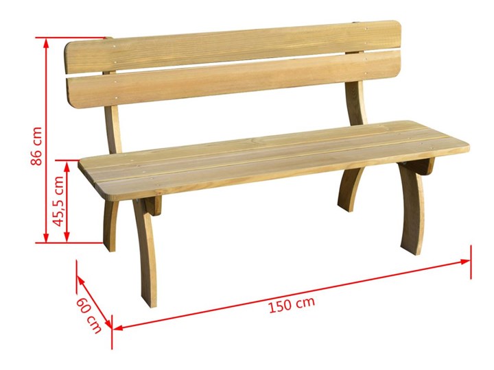 vidaXL Ławka ogrodowa, 150 cm, impregnowane drewno sosnowe Z oparciem Styl Rustykalny