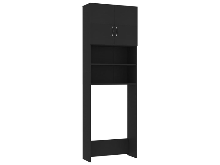 vidaXL Szafka na pralkę, czarna, 64x25,5x190 cm, płyta wiórowa Szerokość 64 cm Płyta MDF Rodzaj frontu Drzwiczki Płyta stolarska Głębokość 26 cm Kolor Czarny