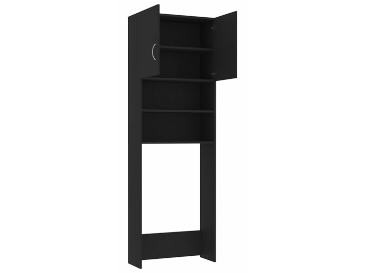 vidaXL Szafka na pralkę, czarna, 64x25,5x190 cm, płyta wiórowa Szerokość 64 cm Rodzaj frontu Drzwiczki Płyta MDF Płyta stolarska Głębokość 26 cm Kolor Czarny