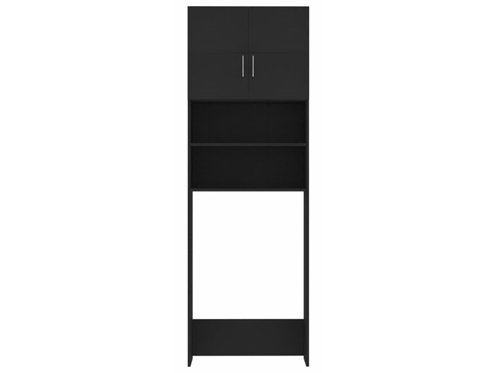 vidaXL Szafka na pralkę, czarna, 64x25,5x190 cm, płyta wiórowa Szerokość 64 cm Kolor Czarny Płyta stolarska Płyta MDF Głębokość 26 cm Rodzaj frontu Drzwiczki