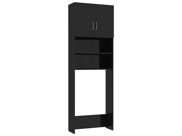 vidaXL Szafka na pralkę, wysoki połysk, czarna, 64x25,5x190 cm Szerokość 64 cm Głębokość 26 cm Płyta stolarska Płyta MDF Rodzaj frontu Drzwiczki