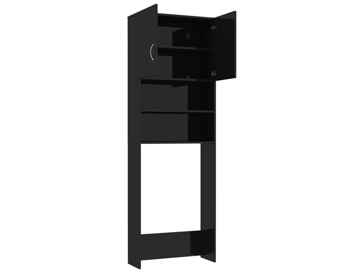 vidaXL Szafka na pralkę, wysoki połysk, czarna, 64x25,5x190 cm Płyta MDF Płyta stolarska Szerokość 64 cm Głębokość 26 cm Kolor Czarny