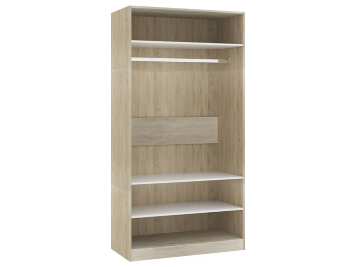 vidaXL Szafa, biała i dąb sonoma, 100x50x200 cm, płyta wiórowa Drewno Głębokość 50 cm Pomieszczenie Garderoba Szerokość 100 cm Kolor Biały