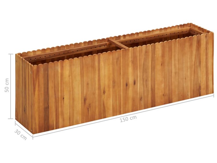 vidaXL Podwyższona donica ogrodowa, 150x30x50 cm, lite drewno akacjowe Kategoria Donice ogrodowe Prostokątny Kolor Brązowy
