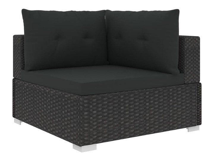 vidaXL 10-cz. zestaw mebli do ogrodu, poduszki, rattan PE, czarny Stal Zestawy modułowe Zawartość zestawu Sofa
