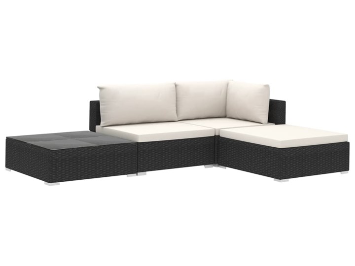 vidaXL 4-cz. zestaw wypoczynkowy do ogrodu, poduszki, rattan PE czarny