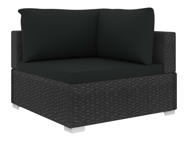 vidaXL 4-cz. zestaw wypoczynkowy do ogrodu, poduszki, rattan PE czarny Zestawy modułowe Zestawy kawowe Zestawy wypoczynkowe Stal Tworzywo sztuczne Zawartość zestawu Sofa
