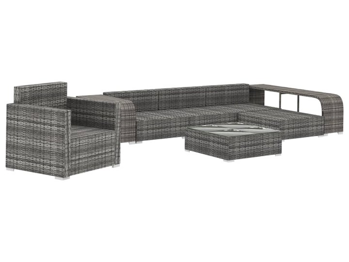 vidaXL 8-cz. zestaw wypoczynkowy do ogrodu, poduszki, rattan PE, szary Technorattan Stal Zestawy modułowe Zestawy kawowe Zawartość zestawu Fotele Tworzywo sztuczne Zestawy wypoczynkowe Zawartość zestawu Puf