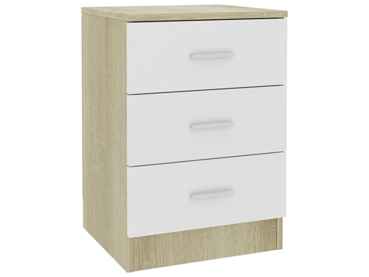 vidaXL Szafka nocna, biel i dąb sonoma, 38x35x56 cm, płyta wiórowa Szerokość 38 cm Płyta MDF Płyta meblowa Głębokość 35 cm Nocne Płyta laminowana Drewno Uniwersalne Wysokość 65 cm Styl Tradycyjny