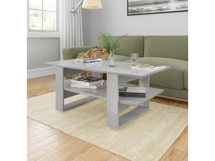 vidaXL Stolik kawowy, wysoki połysk, szary, 110x55x42cm, płyta wiórowa Długość 110 cm Wysokość 42 cm Płyta meblowa Kształt blatu Prostokątne