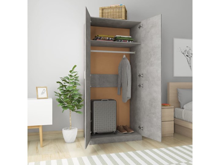 vidaXL Szafa, betonowa szarość, 90 x 52 x 200 cm, płyta wiórowa Szerokość 90 cm Głębokość 52 cm Płyta MDF Pomieszczenie Pokój nastolatka