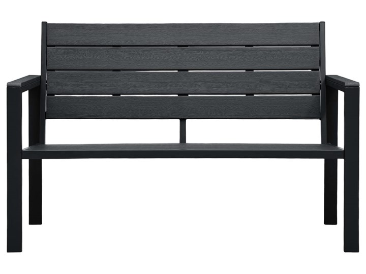 vidaXL Ławka ogrodowa, 120 cm, czarna, HDPE o wyglądzie drewna Drewno Kolor Czarny Stal Kategoria Ławki ogrodowe