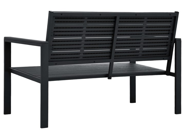 vidaXL Ławka ogrodowa, 120 cm, czarna, HDPE o wyglądzie drewna Drewno Stal Kolor Czarny