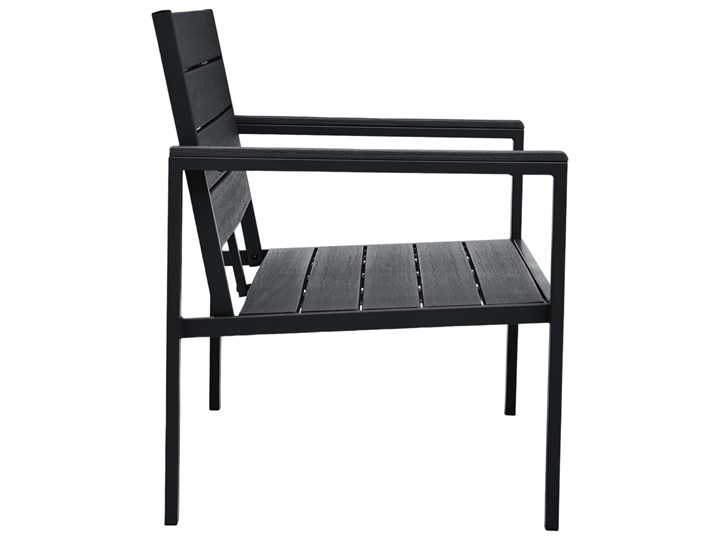 vidaXL Ławka ogrodowa, 120 cm, czarna, HDPE o wyglądzie drewna Stal Kolor Czarny Drewno Kategoria Ławki ogrodowe