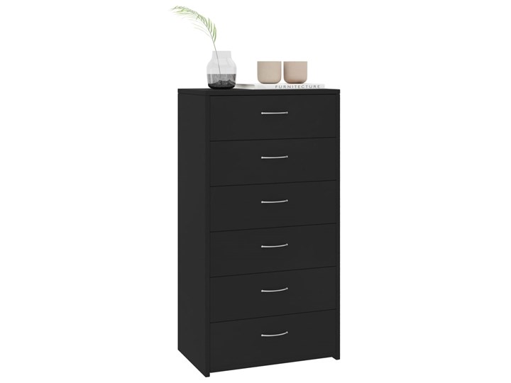 vidaXL Komoda z 6 szufladami, czarna, 50 x 34 x 96 cm, płyta wiórowa Z szufladami Płyta MDF Pomieszczenie Salon Głębokość 34 cm Szerokość 50 cm Kolor Czarny