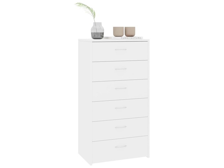 vidaXL Komoda z 6 szufladami, wysoki połysk, biała, 50 x 34 x 96 cm Płyta MDF Z szufladami Głębokość 34 cm Szerokość 50 cm Pomieszczenie Salon Szerokość 105 cm Pomieszczenie Sypialnia