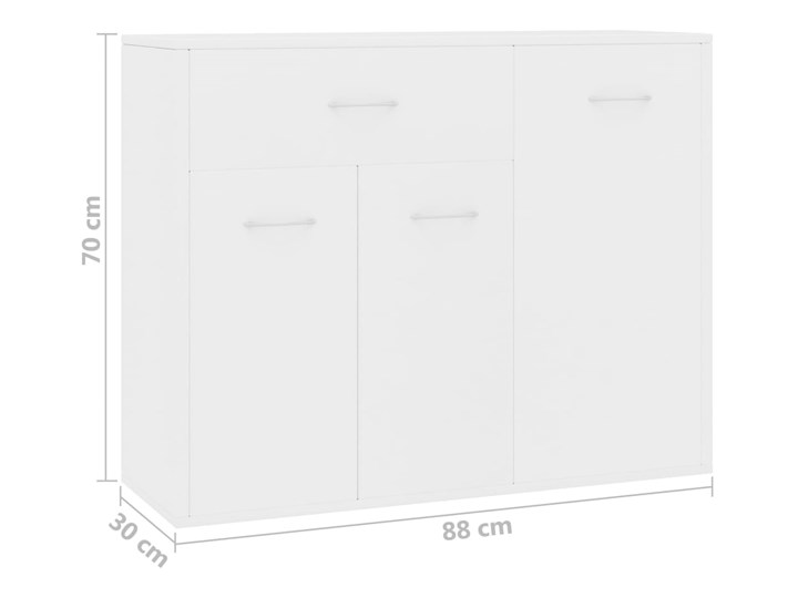 vidaXL Szafka, biała, 88 x 30 x 70 cm, płyta wiórowa Głębokość 30 cm Szerokość 105 cm Z szafkami i szufladami Pomieszczenie Sypialnia Szerokość 88 cm Płyta MDF Pomieszczenie Salon