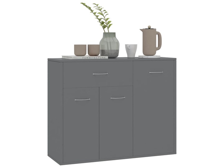 vidaXL Szafka na wysoki połysk, szara, 88 x 30 x 70 cm, płyta wiórowa Głębokość 30 cm Szerokość 105 cm Z szafkami Płyta MDF Szerokość 88 cm Pomieszczenie Pokój nastolatka