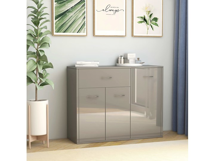 vidaXL Szafka na wysoki połysk, szara, 88 x 30 x 70 cm, płyta wiórowa Głębokość 30 cm Szerokość 88 cm Szerokość 105 cm Płyta MDF Z szafkami Pomieszczenie Sypialnia