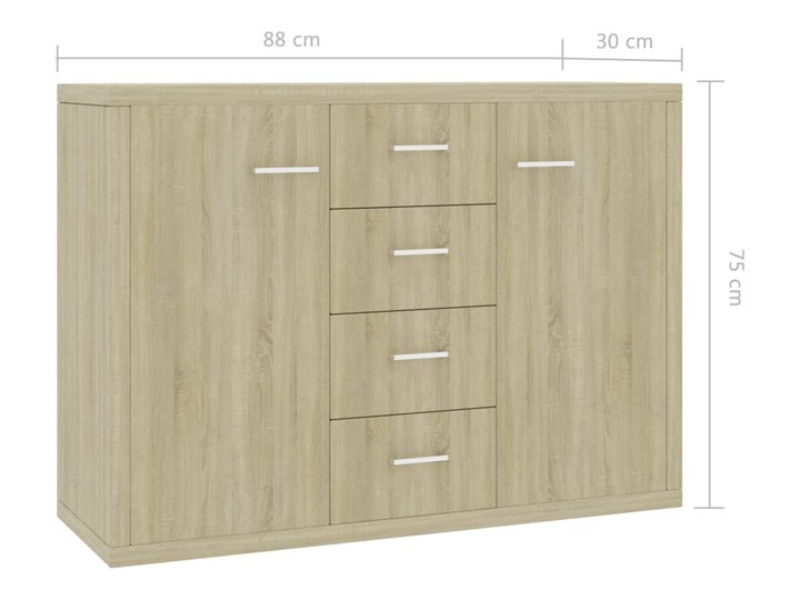 vidaXL Szafka, kolor dąb sonoma, 88 x 30 x 65 cm, płyta wiórowa Płyta MDF Szerokość 105 cm Szerokość 88 cm Styl Minimalistyczny Z szafkami i szufladami Głębokość 30 cm Pomieszczenie Salon