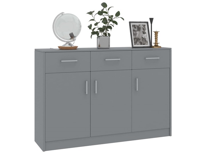 vidaXL Szafka, szara, 110 x 30 x 75 cm, płyta wiórowa Głębokość 30 cm Szerokość 105 cm Płyta MDF Pomieszczenie Sypialnia Szerokość 110 cm Z szafkami i szufladami Pomieszczenie Pokój nastolatka