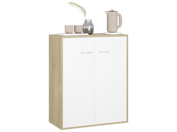 vidaXL Szafka, biel i dąb sonoma, 60 x 30 x 75 cm, płyta wiórowa Szerokość 105 cm Głębokość 30 cm Płyta MDF Z szafkami Szerokość 60 cm Pomieszczenie Salon