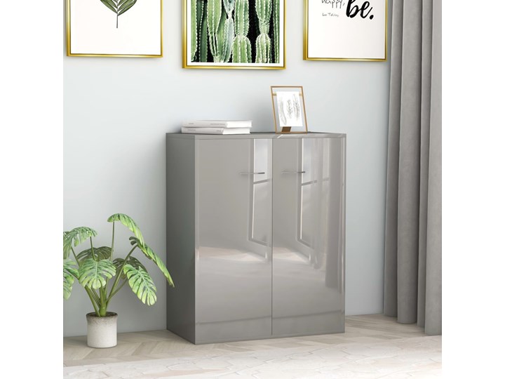 vidaXL Szafka na wysoki połysk, szara, 60 x 30 x 75 cm, płyta wiórowa Szerokość 105 cm Głębokość 30 cm Szerokość 60 cm Z szafkami Płyta MDF Kategoria Komody