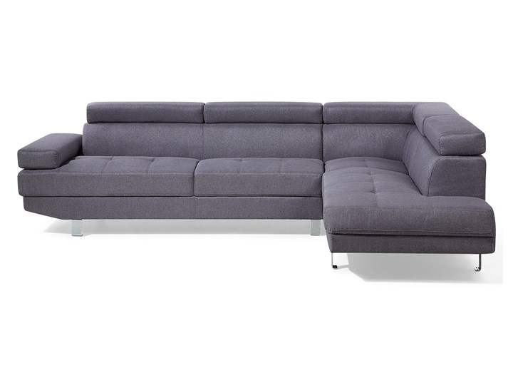Narożnik lewostronny szary tapicerowany 5 osobowa sofa z regulowanymi zagłówkami Kategoria Narożniki W kształcie L Styl Nowoczesny