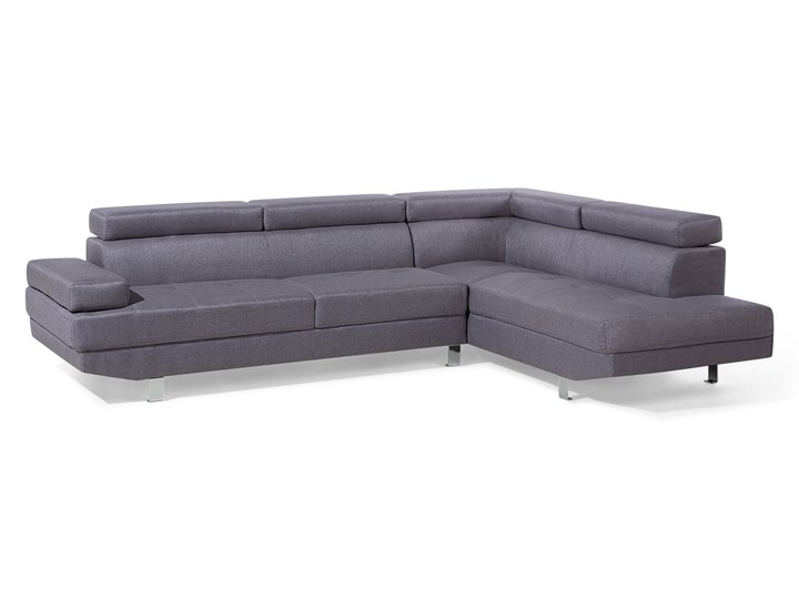 Narożnik lewostronny szary tapicerowany 5 osobowa sofa z regulowanymi zagłówkami W kształcie L Rozkładanie