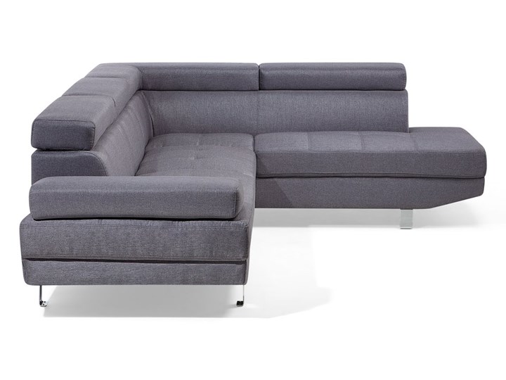 Narożnik lewostronny szary tapicerowany 5 osobowa sofa z regulowanymi zagłówkami W kształcie L Typ Gładkie Boki Z bokami