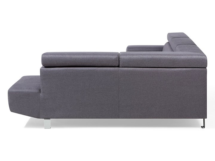 Narożnik lewostronny szary tapicerowany 5 osobowa sofa z regulowanymi zagłówkami W kształcie L Nóżki Na nóżkach Styl Nowoczesny