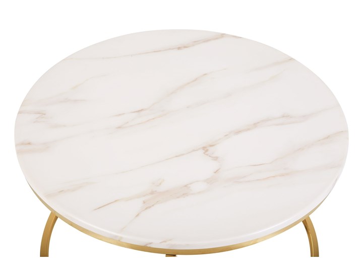 Stolik kawowy biały efekt marmuru złota stalowa rama 43 x 70 cm styl glam Płyta MDF Metal Styl Glamour