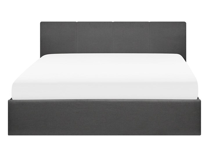 Łóżko ze stelażem szare tapicerowane materiałem z pojemnikiem 160 x 200 cm minimalistyczny wygląd Łóżko tapicerowane Kategoria Łóżka do sypialni