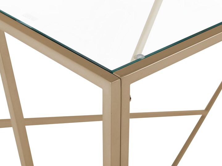 Beliani Konsola złota metalowa 100 x 40 cm szklany blat geometryczna rama nowoczesna Z samym blatem Stojąca Szerokość 100 cm Kategoria Konsole