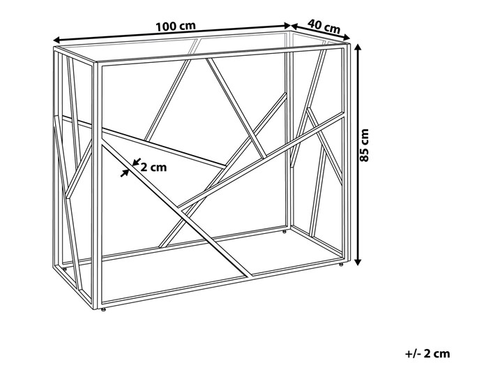 Beliani Konsola złota metalowa 100 x 40 cm szklany blat geometryczna rama nowoczesna Szerokość 100 cm Z samym blatem Styl Nowoczesny Stojąca Pomieszczenie Salon