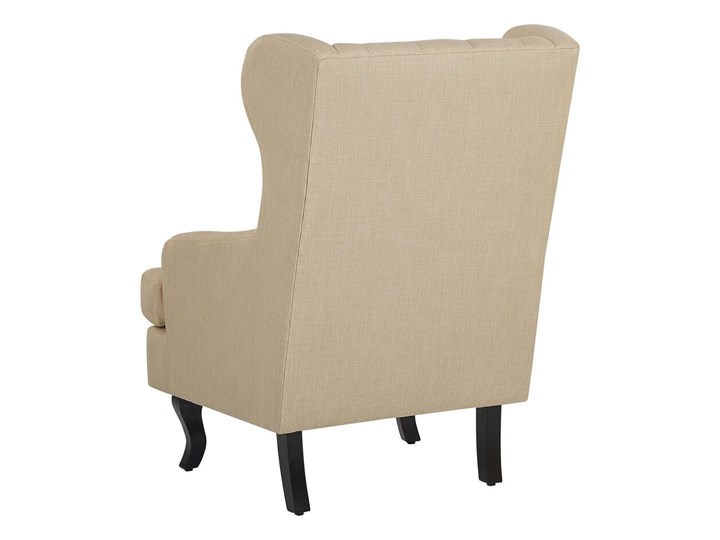 Fotel uszak beżowy tapicerowany pikowany wysokie oparcie vintage retro salon Fotel tradycyjny Tworzywo sztuczne Drewno Tkanina Fotel pikowany Styl Nowoczesny