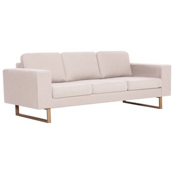 vidaXL Sofa 3-osobowa, tapicerowana tkaniną, kremowa