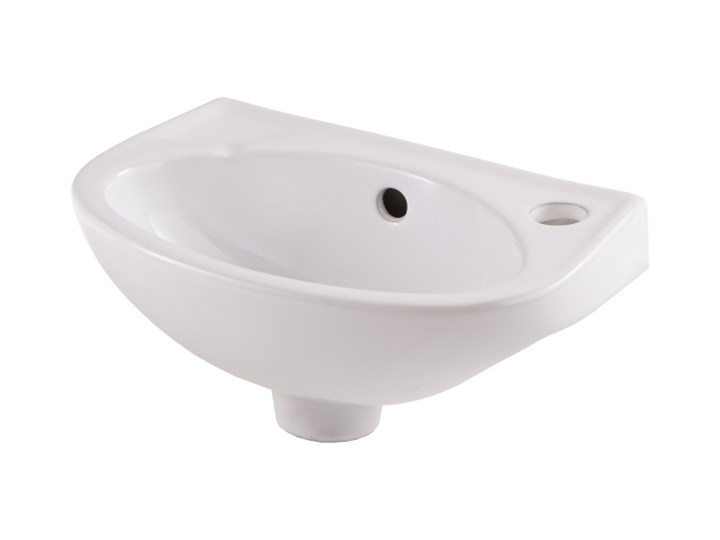 Umywalka ścienna ceramiczna GoodHome Bori 35 x 23 cm biała z otworem na armaturę Ceramika Półokrągłe Szerokość 35 cm Podwieszane Kolor Biały