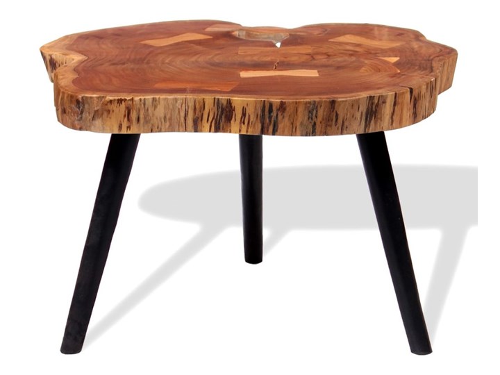 vidaXL Stolik kawowy plaster, (55-60) x 40 cm, lite drewno akacjowe Metal Rodzaj nóg Proste Styl Skandynawski