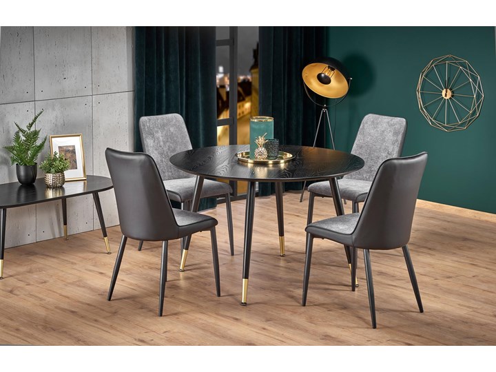 Czarny stół z okrągłym blatem w stylu glamour Embos