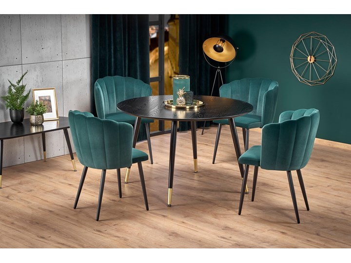 Czarny stół z okrągłym blatem w stylu glamour Embos