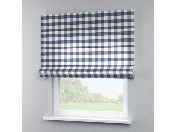 Roleta rzymska Capri, granatowo biała krata (5,5x5,5cm), szer.80 × dł.170 cm, Quadro Pomieszczenie Kuchnia